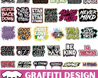 Graffiti T-Shirt Design Bundle: Urban Streetwear Graphics (Digital Download)