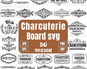 50 Charcuterie Board SVG Bundle, Cutting Board, Engraved Serving Tray Design, Recipe Svg, Food Tray Svg, Cricut Files, Kitchen Decor & Gifts
