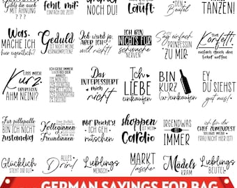 Ensemble SVG dictons allemands pour sacs : Cricut, modèles de sacs en jute