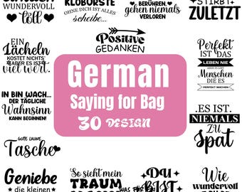 30 German Sayings Svg Bundle for Bags, Cricut & Plotter Designs,  Gift Ideas, Instant Download, Sprüche Svg, Pocket Sayings, Beutel quotes