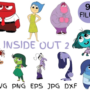 Inside Out 2 Svg, Inside Out Faces, Anger, Joy, Sadness, Anxiety, Envy, Ennui, Digital Papers, New Characters Svg, vectorized, Cricut Files