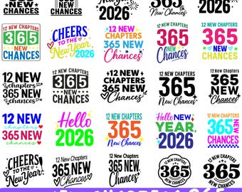 Nowe rozdziały 365, Nowe szanse PNG, Nowe rozdziały 365, Nowe szanse SVG, Nowy Rok 2026 SVG, Pismo Święte SVG, Sublimacja, Pobieranie cyfrowe