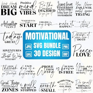 Pacchetto SVG motivazionali, citazione positiva in formato SVG, affermazione in formato SVG, carino e motivazionale in formato SVG, frase tipografica motivazionale, file di taglio di citazioni divertenti