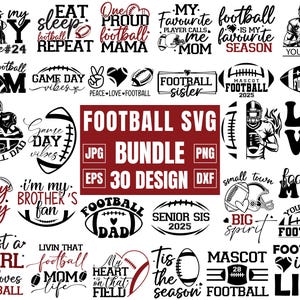 Voetbal SVG-bundel, voetbal moeder Svg, voetbalwedstrijd dag, voetbal moeder vader zus SVG, grappige voetbal gezegden, Cricut gesneden bestanden, silhouet