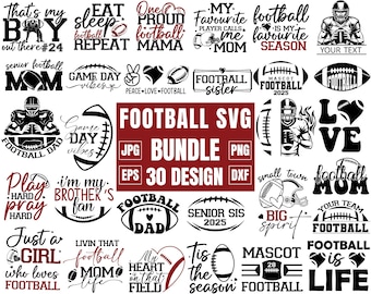 Football SVG Bundle, Football Mom Svg, Football Game Day, Football Mom Dad Sister SVG, Funny Football Sayings, Cricut Cut Files, Silhouette