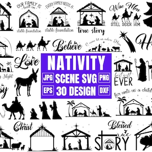 Pakiet SVG Sceny Narodzenia, Clipart Sceny Narodzenia, Dekoracja Bożonarodzeniowa, Wektor Svg, Ozdoba Narodzenia, Clipart Narodzenia, Pliki Cięcia, Cricut