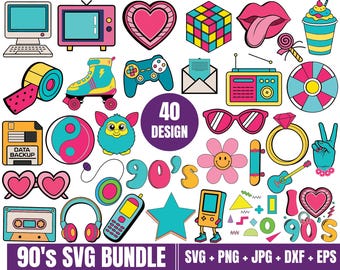 90s Design Bundle SVG, Memphis Graphics, 90s sublimation, Nineties Nostalgia, Retro, 90s party, 90s Sublimation Designs, retro clipart, png