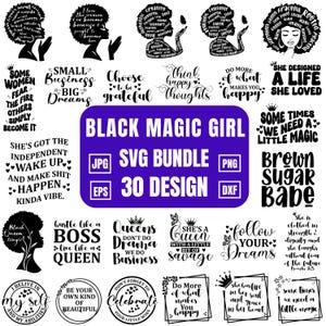 Black Girl Magic SVG-bundel, zwarte vrouw SVG, Boss Lady Svg, Black Lives Matter, Afro Lady vrouw, diva, tshirt, gesneden bestand Cricut, silhouet