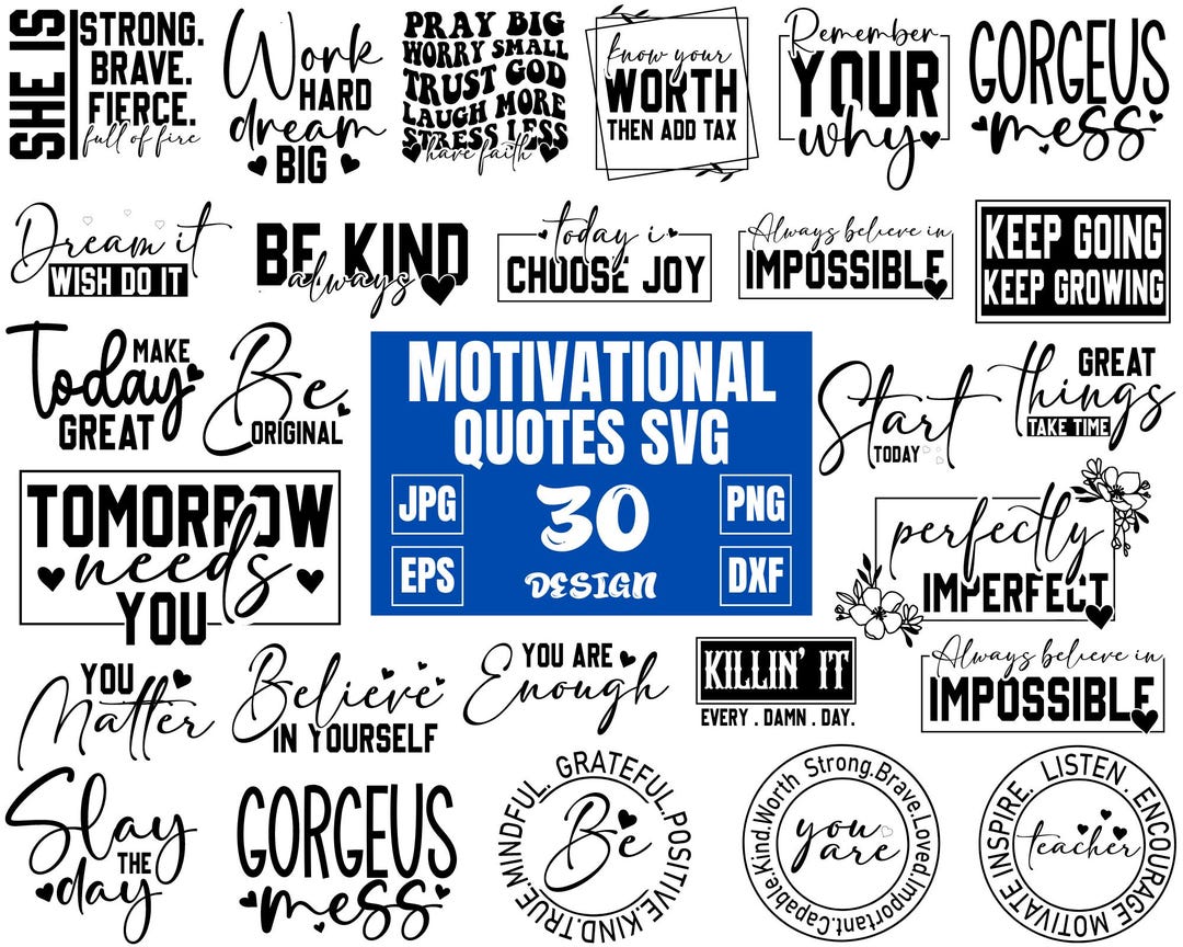 Motivational Svg Bundle, Positive Quotes, Inspirational Svg, Self Love ...