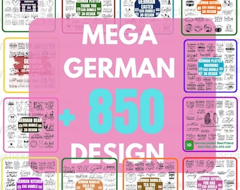 850 German Plotter Svg Bundle, German Saying Svg Bundle, German Craft Quotes, German Thank You, Plotter Files for Country, Digital Download