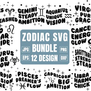 Sternzeichen-Svg-Bundle, Sternzeichen-Svg, große Energie, SVG für Cameo, Astrologie-Svg, Horoskop-Svg, Trendy-Svg, Schnittdateien für Cricut, Silhouette.