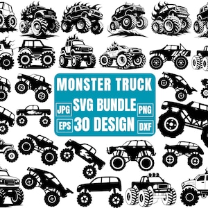 Monstertruck Bundle, Extremsport, große Reifen SVG, Monstertruck Shirt, Truck Racing, Off-Road-Svg, Schnittdateien für Cricut, Silhouette