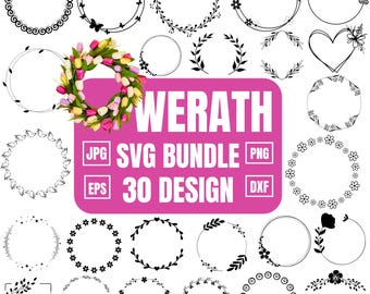 Wreaths svg bundle, floral wreath svg, Laurel wreath monogram, wedding wreath svg, circle svg bundle, heart wreath, Instant Download, Cricut