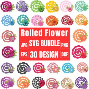 ロールフラワーSVG、ペーパーフラワー、ウェディングフラワー、3Dフラワー、ロールフラワーCricutファイル、ギフトデコレーション、ペーパーリーフSVG、レイヤードデザインSVG