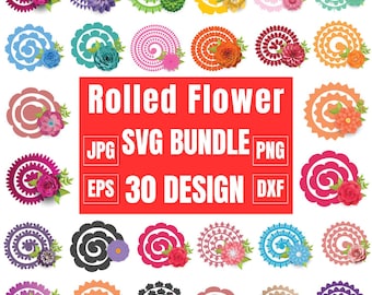 Gerollte Blume, Papierblume, Hochzeitsblume, 3D Blume, Gerollte Blume Cricut-Datei, Geschenke Dekoration, Papierblatt svg, Layered Designs svg