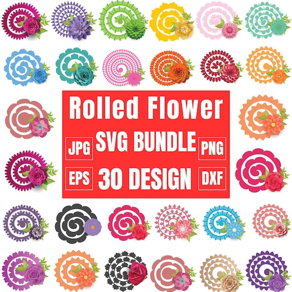 Rolled Flower Svg, Paper Flower, Wedding Flower, 3d Flower, Rolled Flower Cricut file, Gifts Decoration, Paper leaf svg, Layered Designs svg