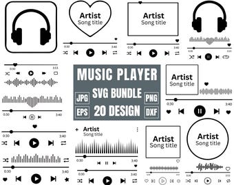Music Player Svg Bundle, custom design svg, Music Player Display, Audio Control Svg, Album Song Cover, acrylic song art, Cricut, Silhouette