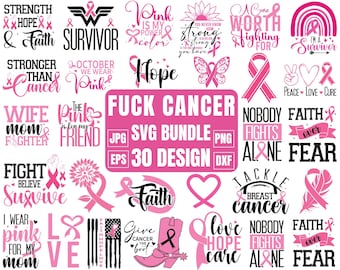 Cancer Awareness Svg, Breast Cancer Svg, Pink Ribbon, Fight Cancer Svg, Cancer Quote Svg, Tackle Cancer Svg, Cricut Cut-bestand, silhouet
