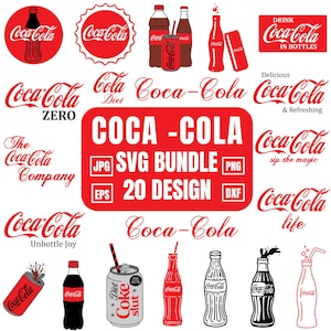 Bundle Svg Coca-Cola, art inspiré de Coke, boire Svg, Svg Coca Cola, autocollant Coca Cola, fichier numérique Coca Cola, soda, fichier pour Cricut