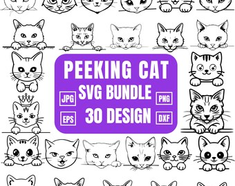 PEEKING CAT SVG, Peeking Kitten, breed peeking cat, Black cat svg, cat outline, Playful Peeking Cat, instant download, cut files for cricut