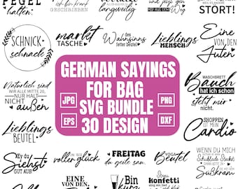 Ensemble SVG dictons allemands pour sacs : modèles de sacs en jute (téléchargement numérique)