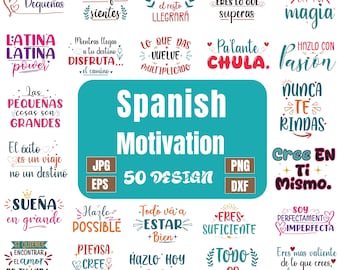 50 Spanish Motivational Quotes SVG Bundle, Latina Inspirational Sayings SVG, Cricut Cut File,Positive Quote Design for T-Shirt, Mug, Sticker