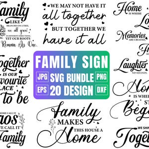 Signe famille SVG Bundle, famille citation svg, citations ferme, enseigne maison, pack de décoration, téléchargements immédiats, fichier de coupe pour Cricut, Silhouette
