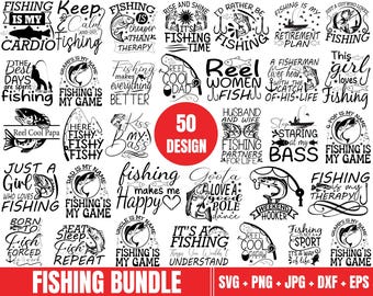 Fishing SVG Bundle, Fishing Decal, Fishing Rod, Fisherman SVG, Fishing Quotes, Bass Fishing, Funny Fishing, Fishing Lure , Cut File Cricut