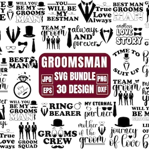 Pacote de padrinhos Svg, esquadrão de noivos Svg, Sr. e Sra. Svg, padrinho Svg, noivo Svg, festa de noivos svg, festa de casamento, despedida de solteiro, CricutFile