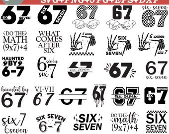 Sechs Sieben 6 7 Meme lustige Hände SVG Bundle, 6 7 Meme lustiges Skelett SVG, Viral Meme Humor, 67 Trend, lustige Social Media, Cricut geschnitten Datei