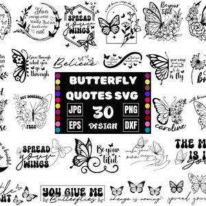 Pakiet cytatów motyli svg, rój motyli svg, warstwa motyli, clipart motyli, motyl monarcha, kolorowe png, sylwetka, pliki do cięcia