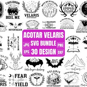 Acotar Velaris svg Bundle, Vierter Flügel, Dornenhof und Rosen svg, To The Stars City of Starlight, Bat Boys, Fantasy, Cricut, Silhouette