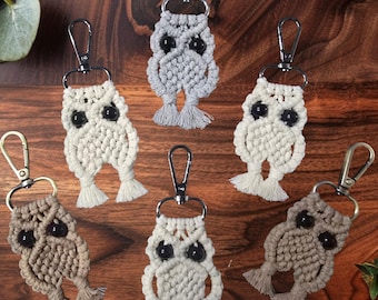Handmade Macrame Owl Keychain