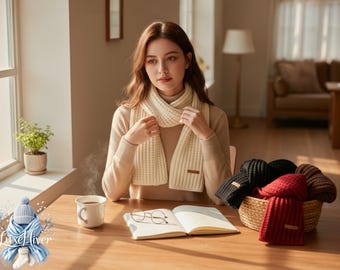 Wool Knitted Winter Scarf: Solid Color Crochet, Warm Fashion Accessory
