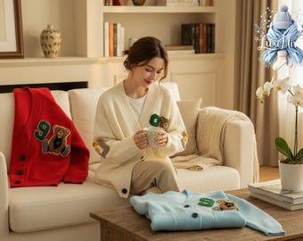 Women's Knit Button Cardigan - V-Neck Loose Fit Sweater