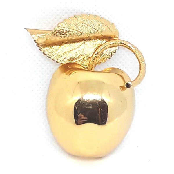 Large Apple Brooch Vintage Decadent