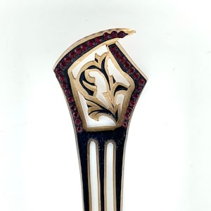 Antique Hair Comb Celluloid Art Nouveau Red Paste 1920s