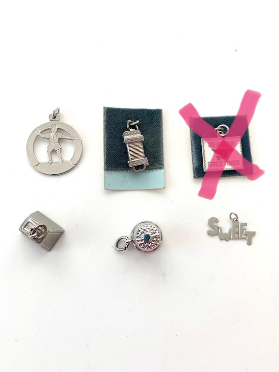 Charms Sterling Silver Vintage Old Store Stock SO… - image 1