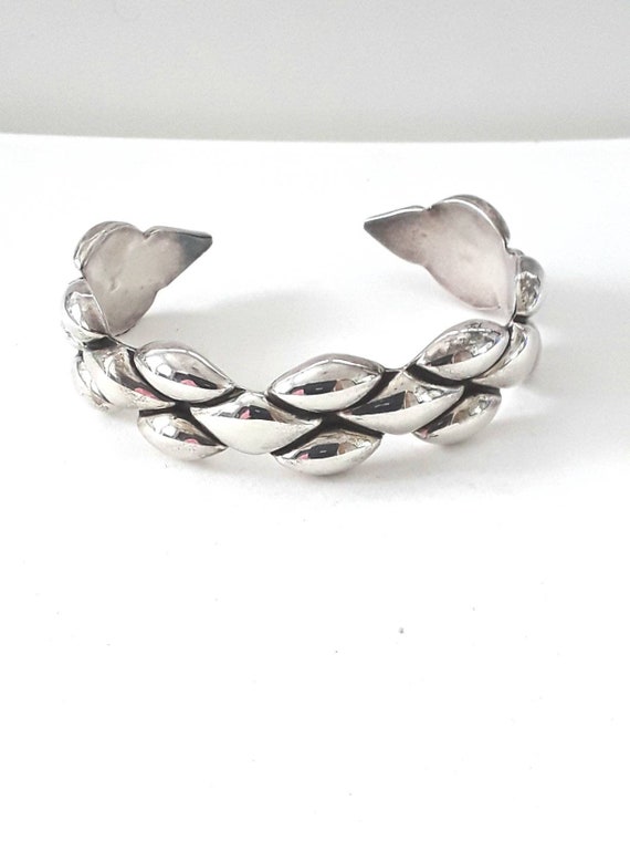 Sterling Cuff Signed Silver Vintage Mexico Substan