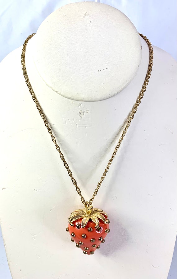 Kenneth Lane Vintage Strawberry Pendant Necklace - Etsy