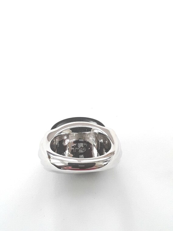 KJL Black Dome Crystal Ring Silver Plated Lucite … - image 6