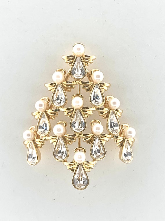 Designer Angels Christmas Tree Pin Vintage Signed 