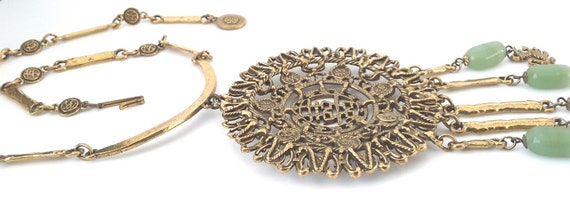 GOLDETTE Medallion Neckpiece Asian Chinese Inspir… - image 3