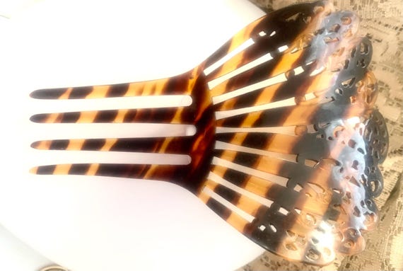 Vintage Hair Comb Faux Tortoise Shell - image 7