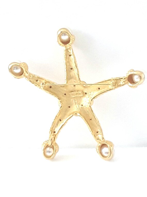 Signed Starfish Brooch Pendant Enhancer Large Vin… - image 6