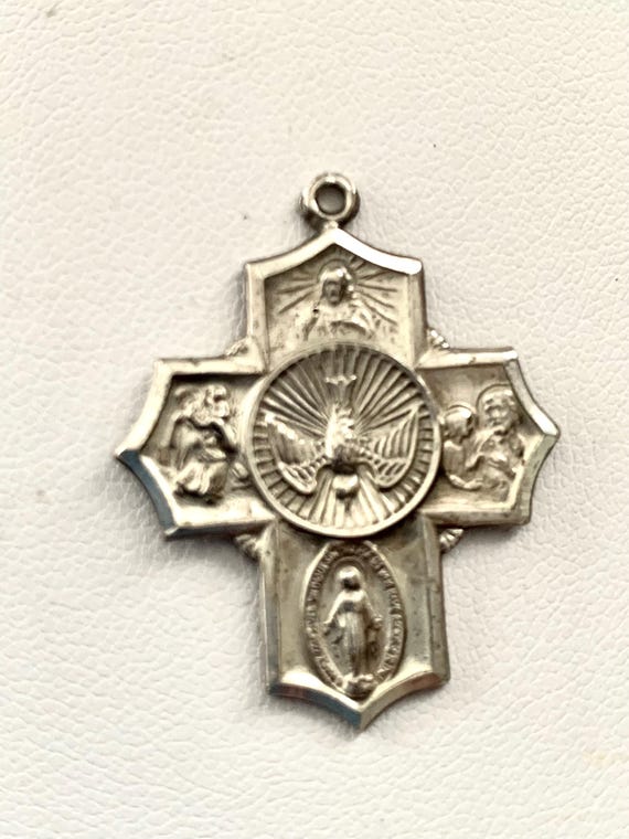 Catholic Sterling Cross Silver On Back I am Catholic Call a Priest Religious Pendant Vintage