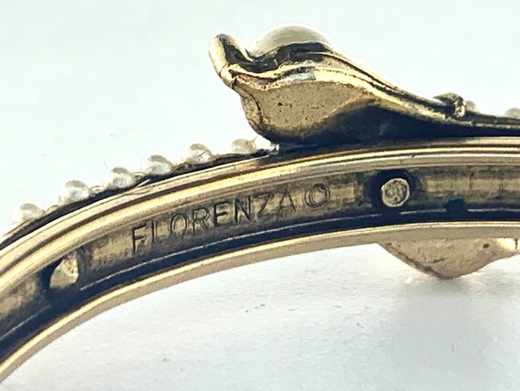 FLORENZA Ornate Bracelet Vintage Faux Pearls Lock… - image 9