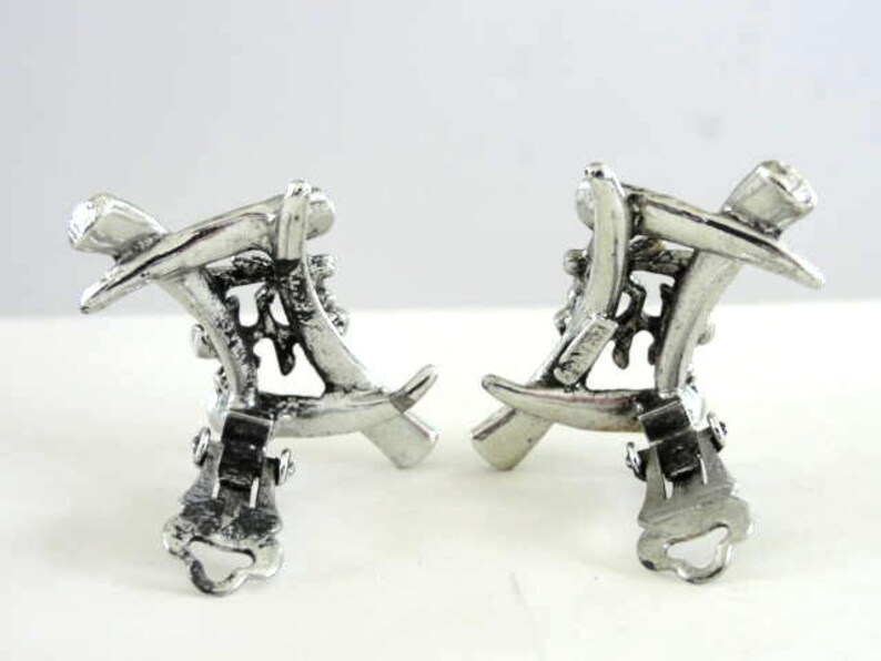 Oriental Letter Earrings Vintage Signed Fabulous