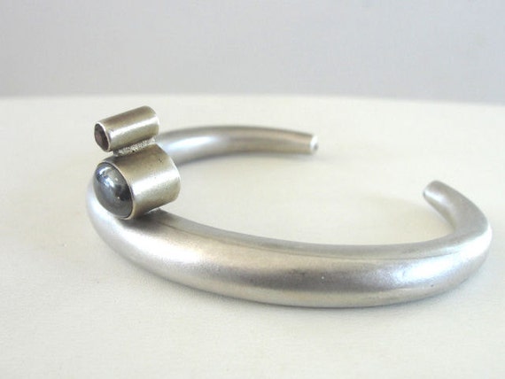 Multiple Stone Cuff Sterling Hematite Garnet Holl… - image 2