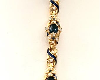 Jackie Kennedy Bracelet JBK Blue Crystal Rhinestones Link Beautiful